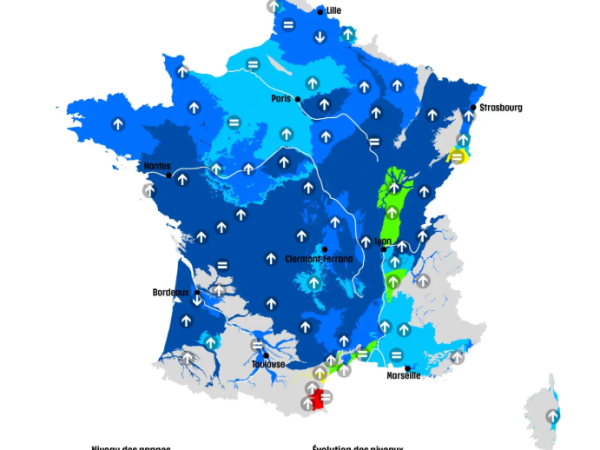 Nappes excédentaires en France, sauf au Sud 